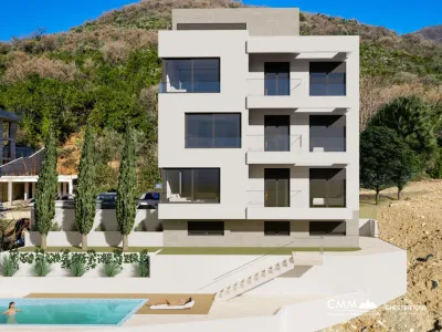 Land plot with a residential building with 8 apartments and a swimming pool in Donja Lastva